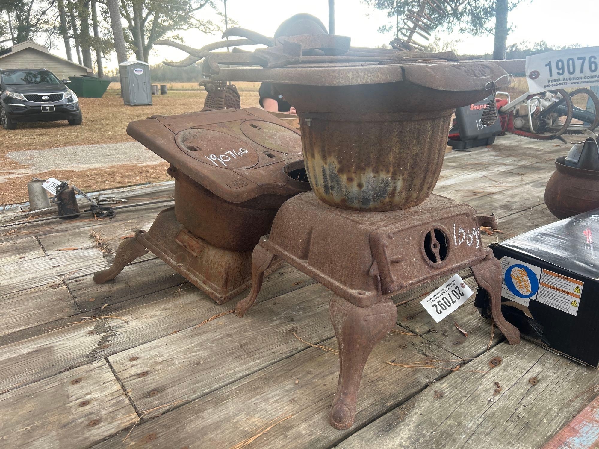 (2) CASE IRON POT BELLIE STOVES (A58374)