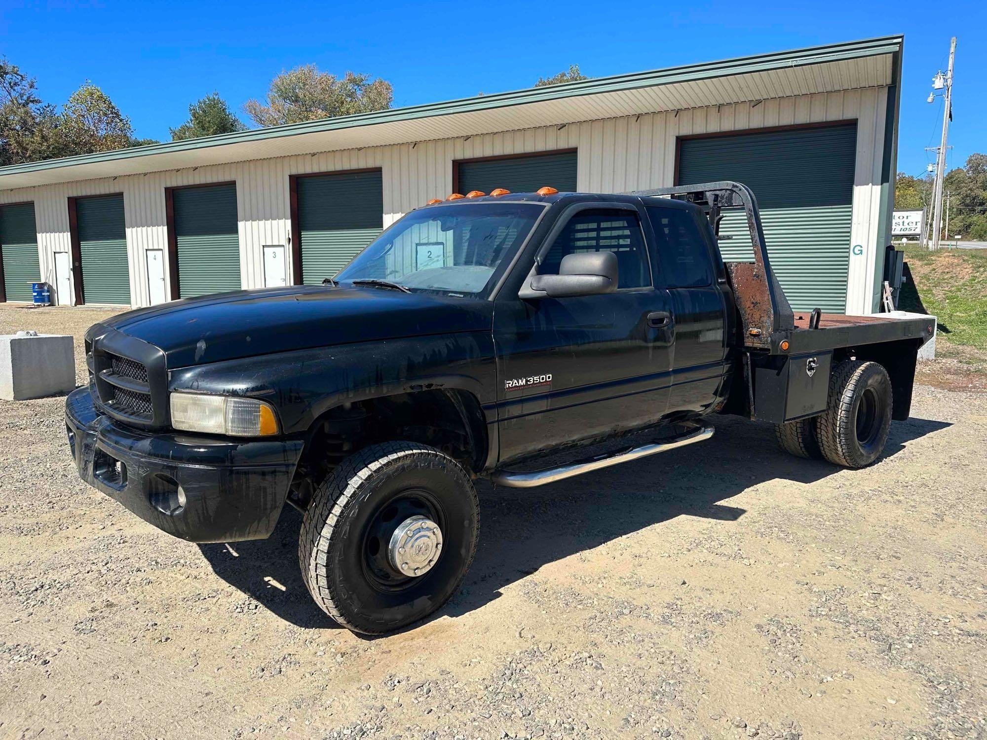 2001 Dodge Ram 3500 4X4 Flatbed Truck, VIN # 1B7MF33651J565664 (A54865)