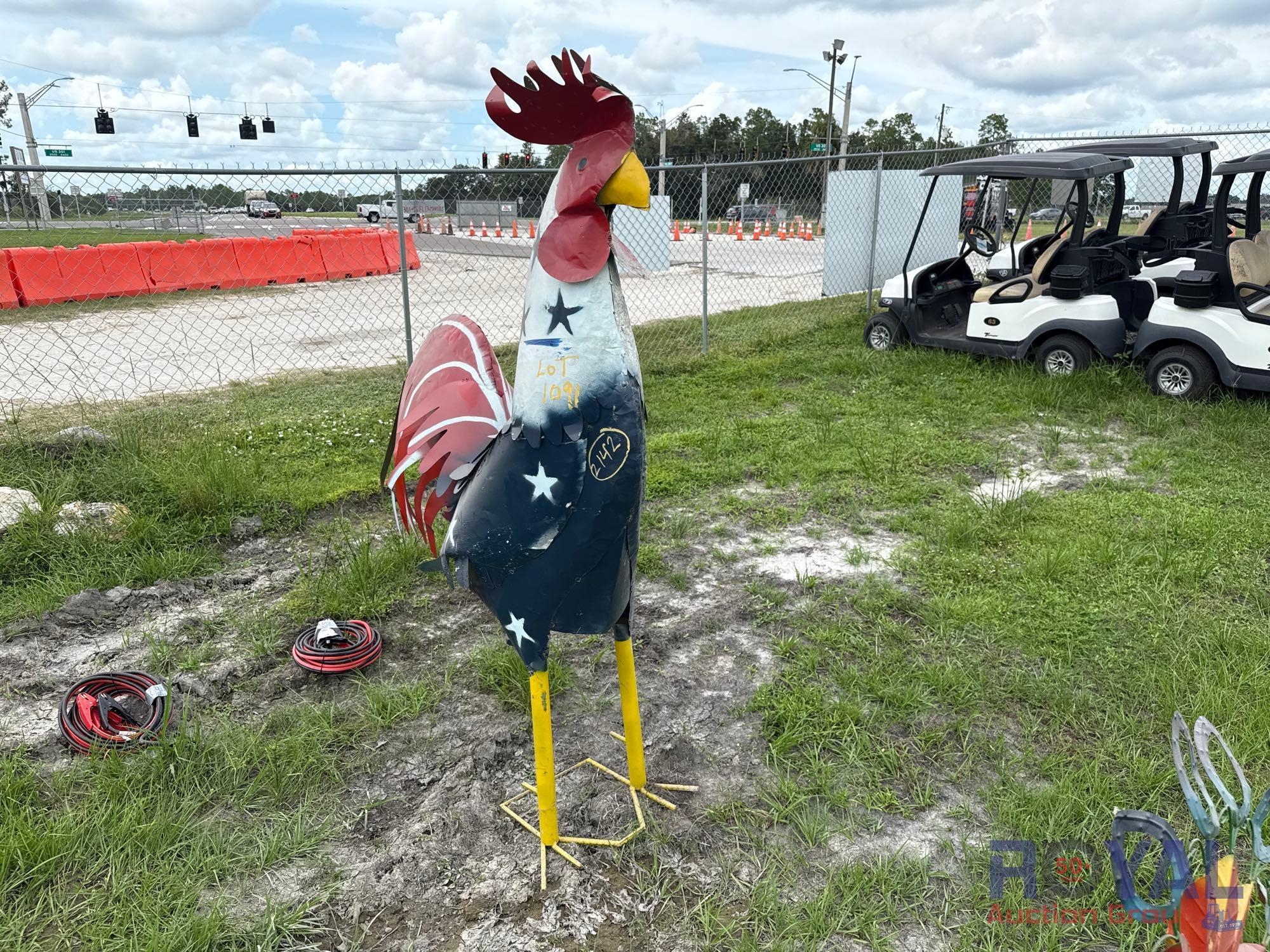 Large Metal Rooster Lawn Art (A51694)
