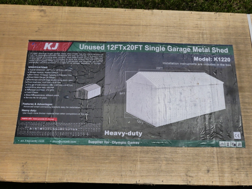 KJ 12'x20' Single Garage Metal Shed (A50121)