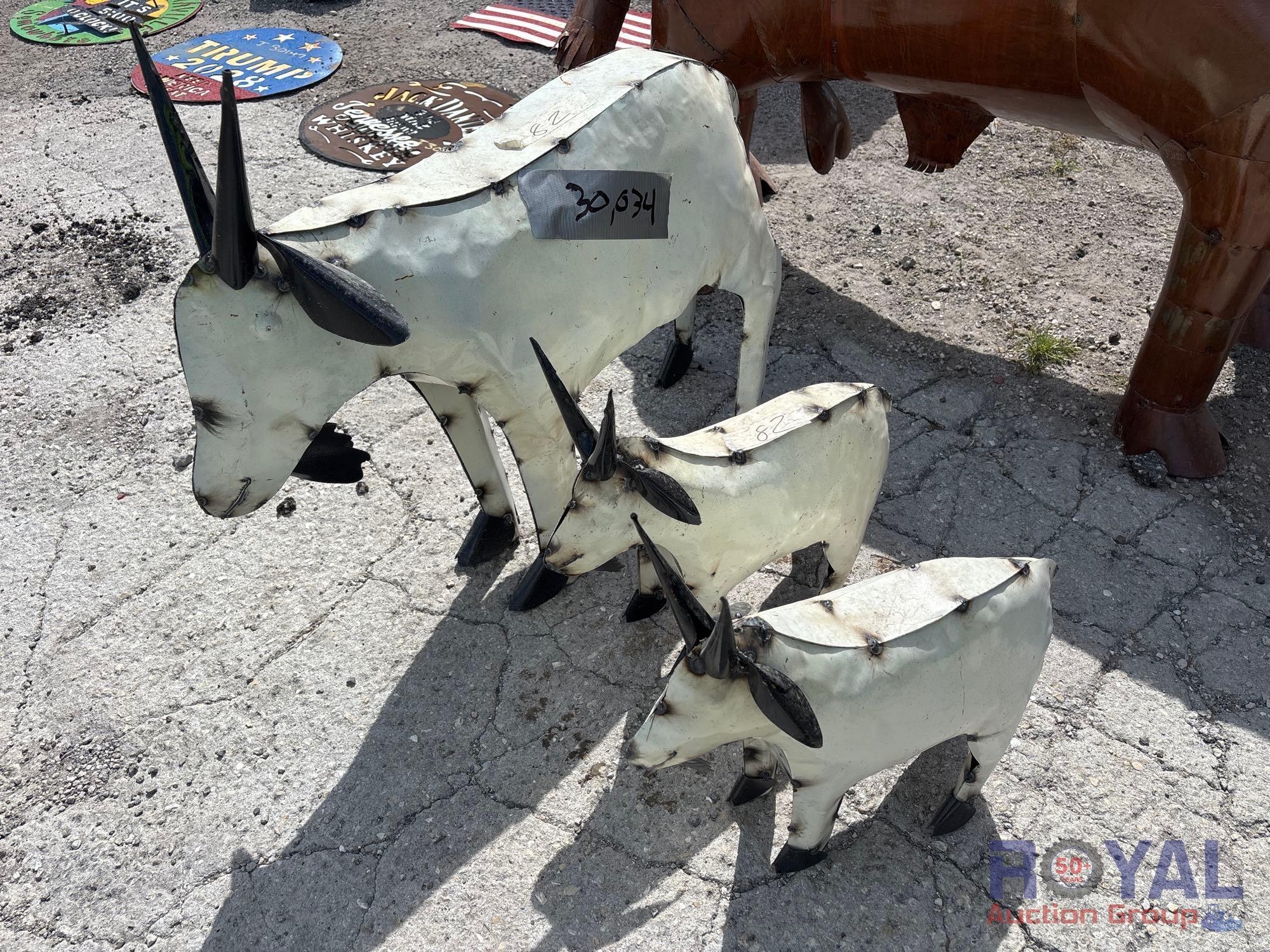 3 Metal Goat Statues (A55758)