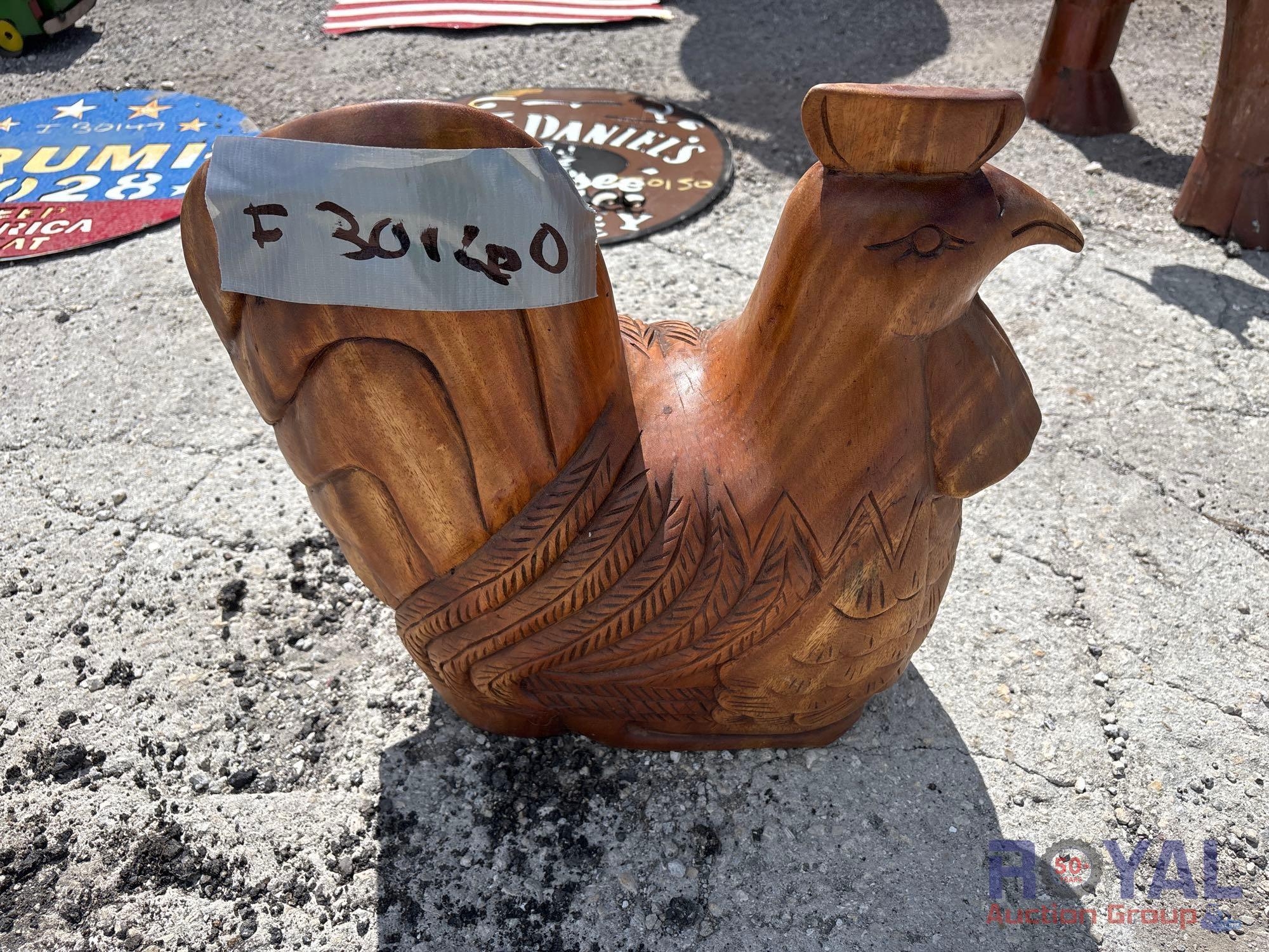 Wood Chicken Statue (A55758)