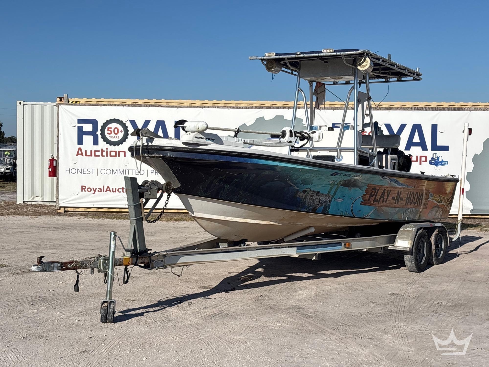 1990 21ft Center Console Fishing Boat with T/A Boat Trailer (A56859)