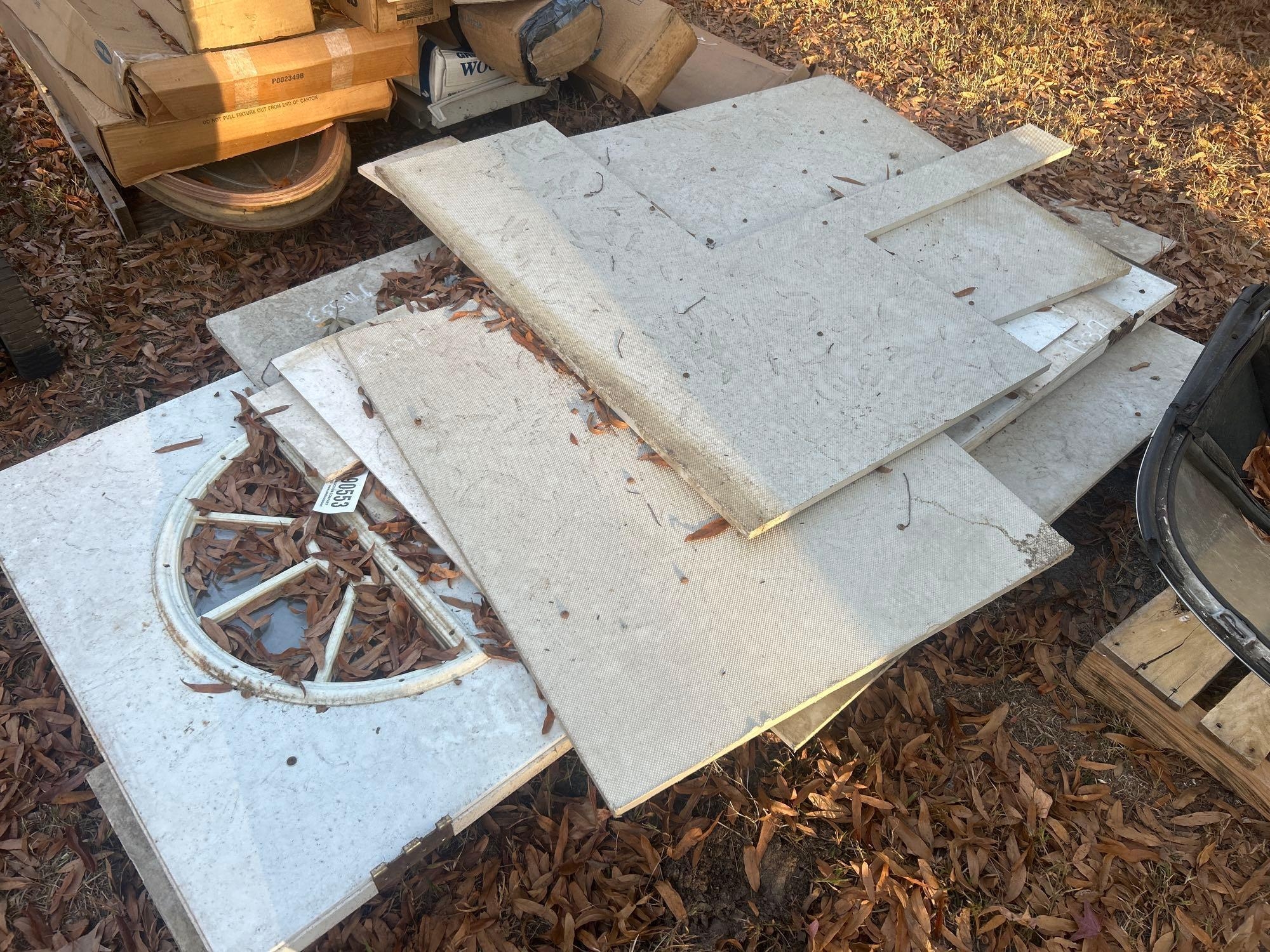 PALLET OF PLASTIC SHEETING & ENTRANCE DOOR (A58374)