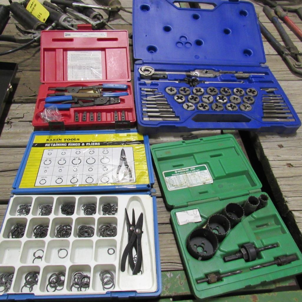 LOT: Tap & Die Set, Hole Saw Set, Snap Ring Plier Set (A59076)