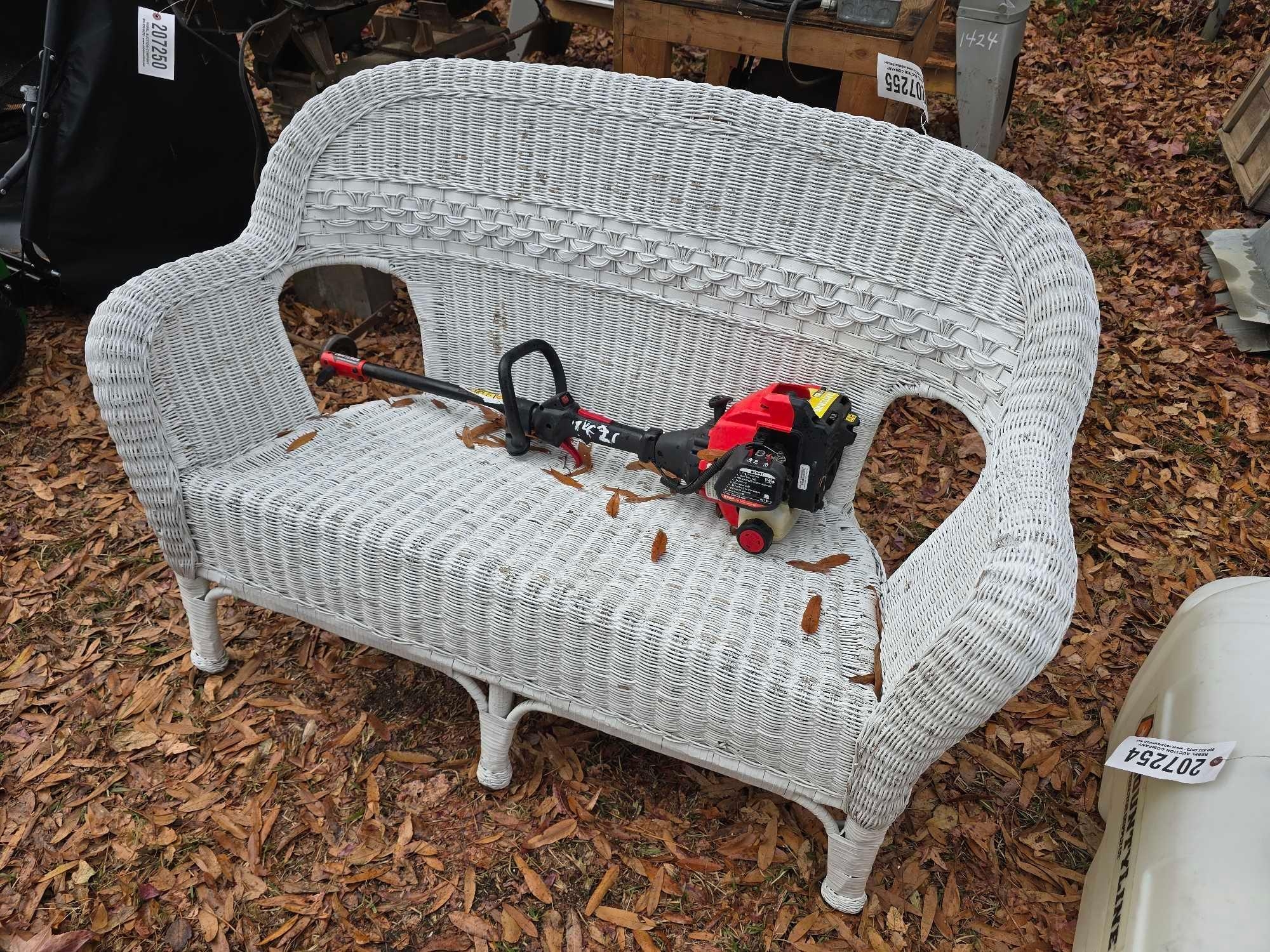 WICKER BENCH & WEEDEATER MOTOR (A58374)