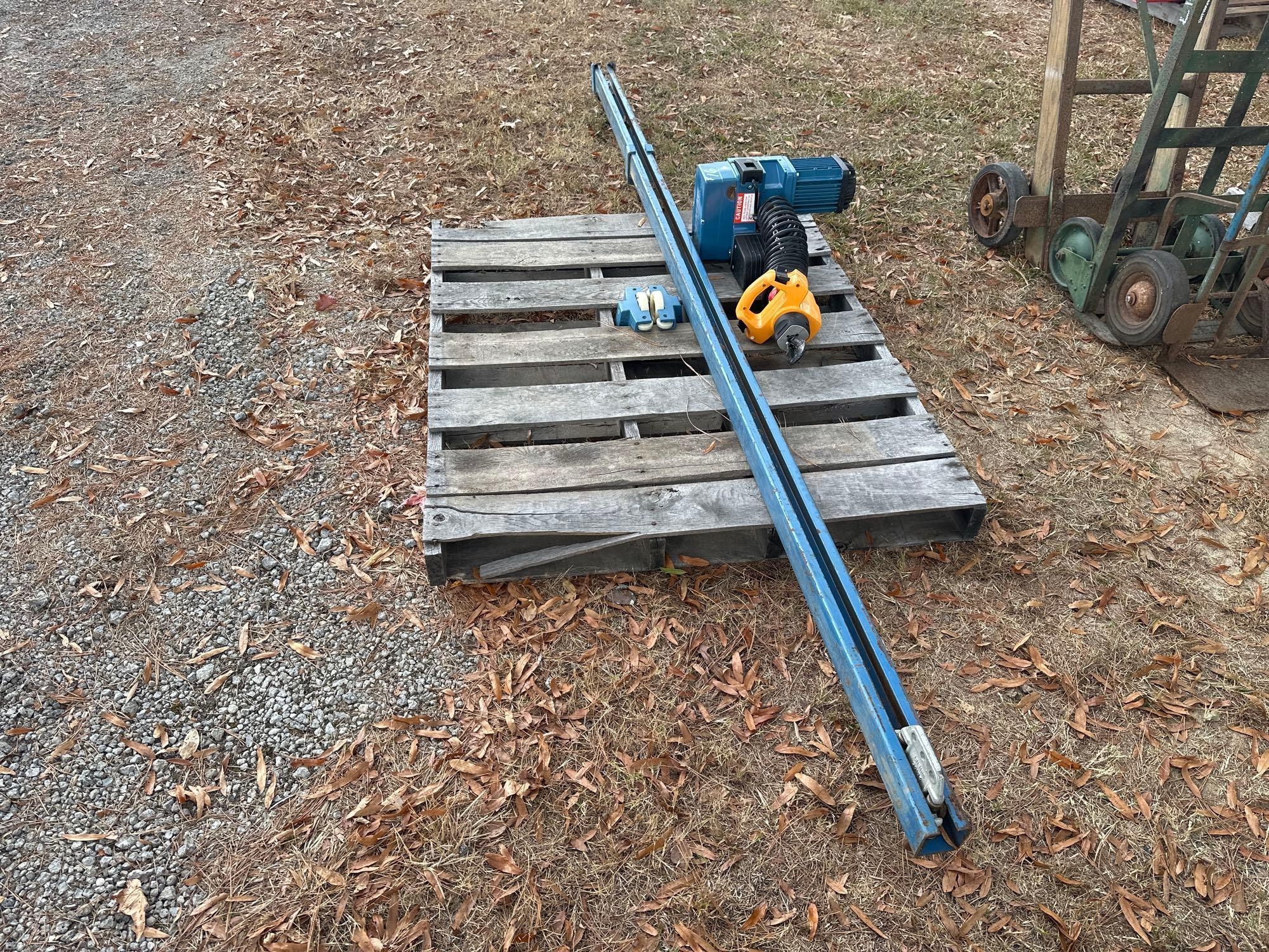 DEMAG ELECTRIC CHAIN HOIST W/ RAIL & TRUCK (A52708)