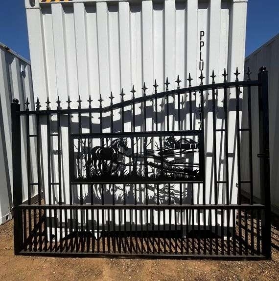 20Ft. Bi-Parting Wrought Iron Gate (New/Unused) Galvanized + Powder Coated (A59225)