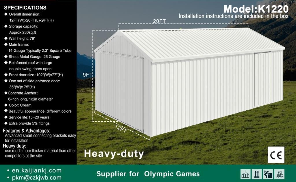2025 K1220 UNUSED Single Garage Metal Shed (A53117)