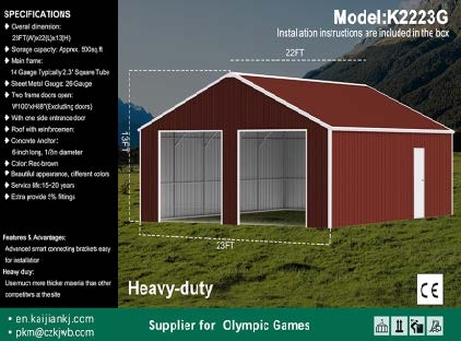 2025 K2223G UNUSED Double Garage Metal Shed (A53117)