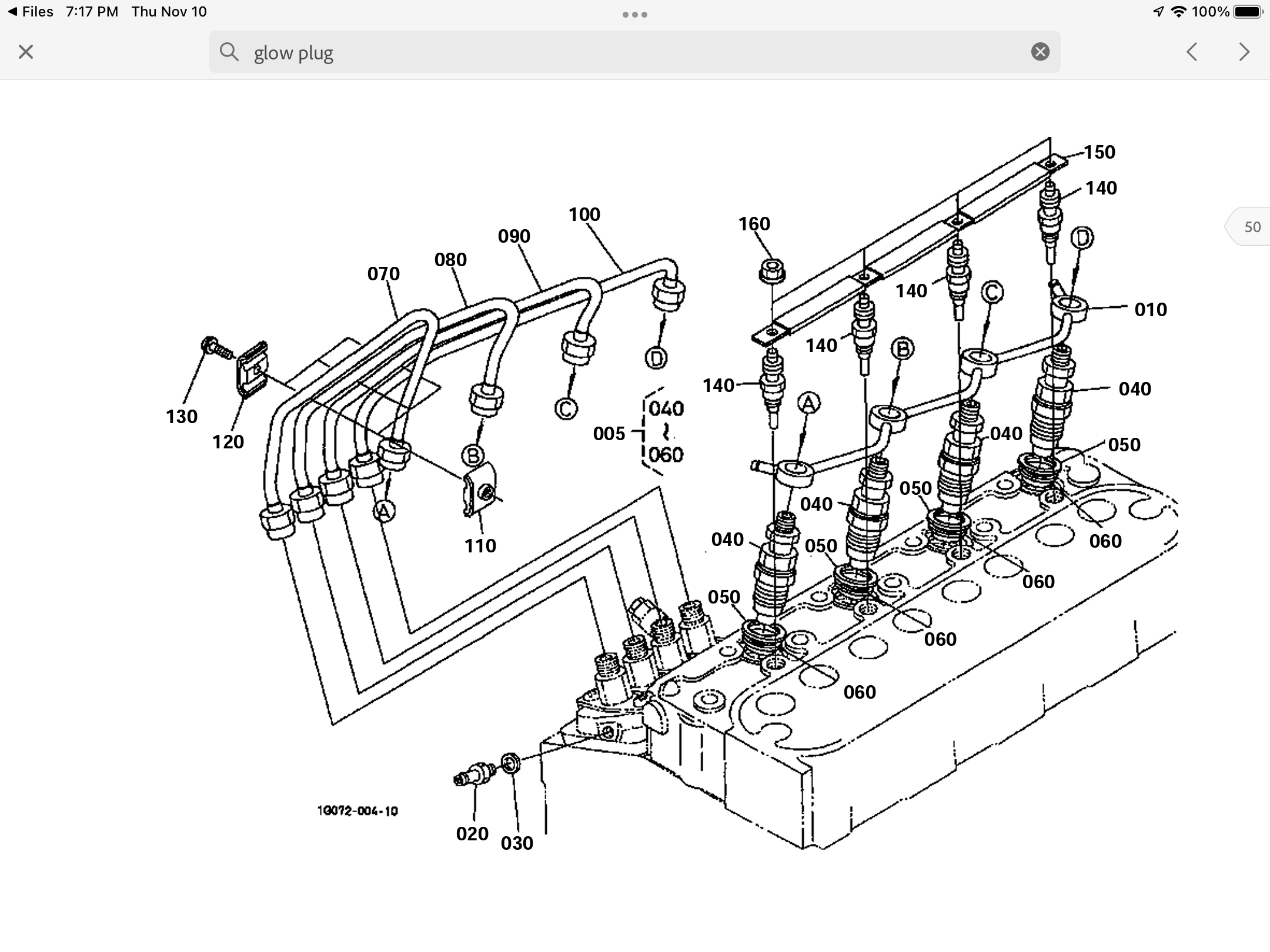 Glow Plug Location B7800