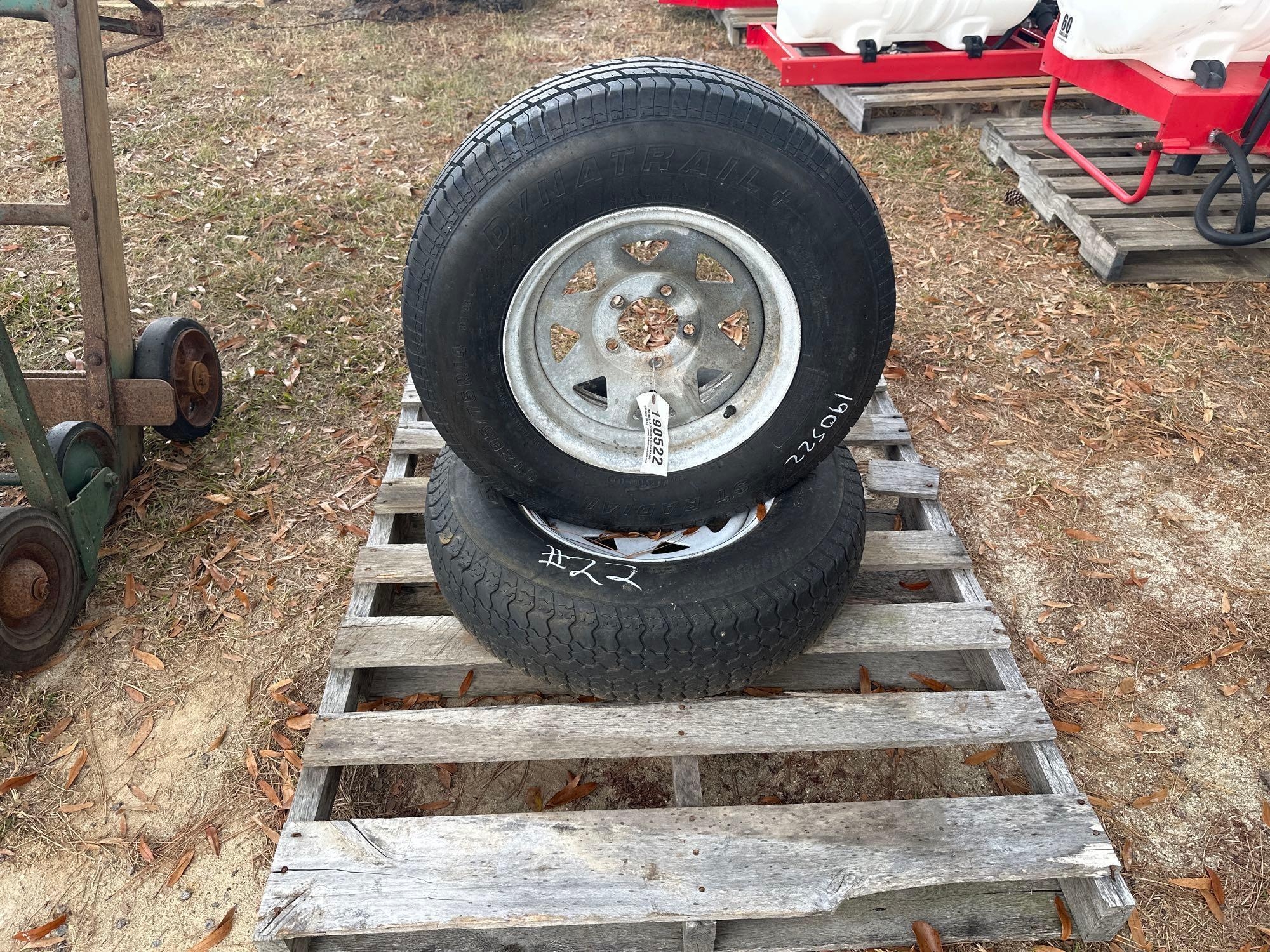 (2) 225/75D15 TIRES W/ 5 LUG RIMS (A52708)