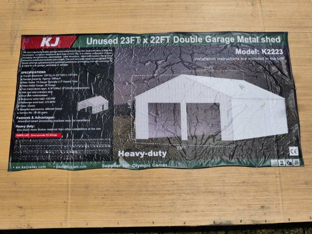 KJ 23'x22' Double Garage Metal Shed (A50121)