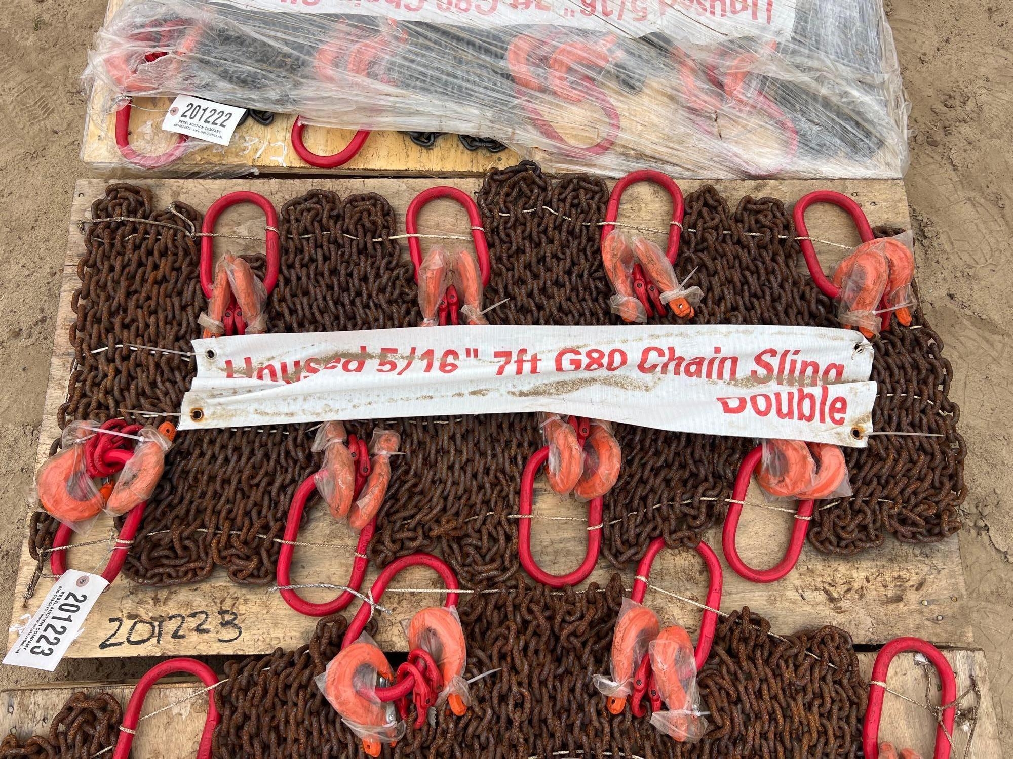 UNUSED LANDHONOR 5/16" 7' G80 DBL CHAIN SLINGS (A54757)