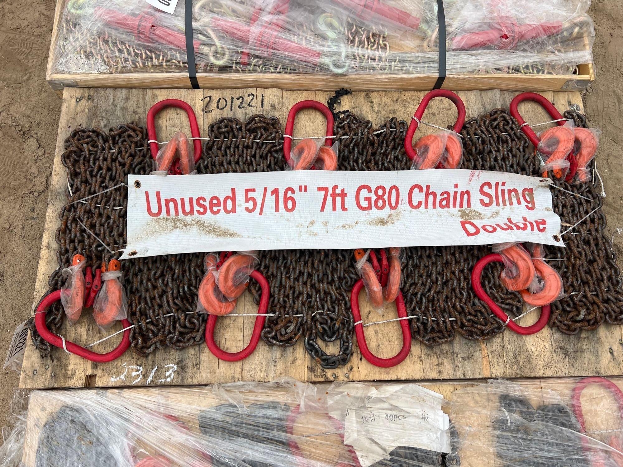 UNUSED LANDHONOR 5/16" 7' G80 DBL CHAIN SLINGS (A54757)