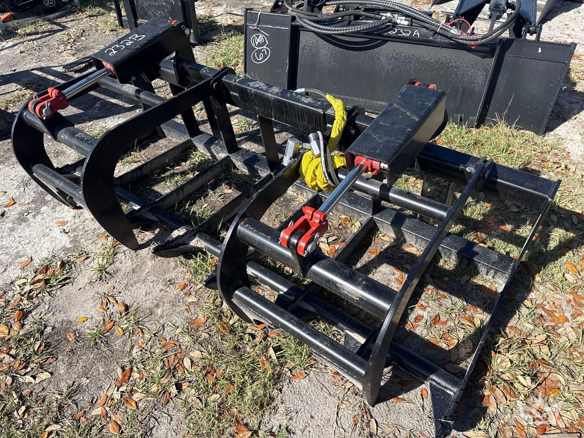 2025 72in Dual Cylinder Grapple Rake Skid Steer Attachment (A55851)