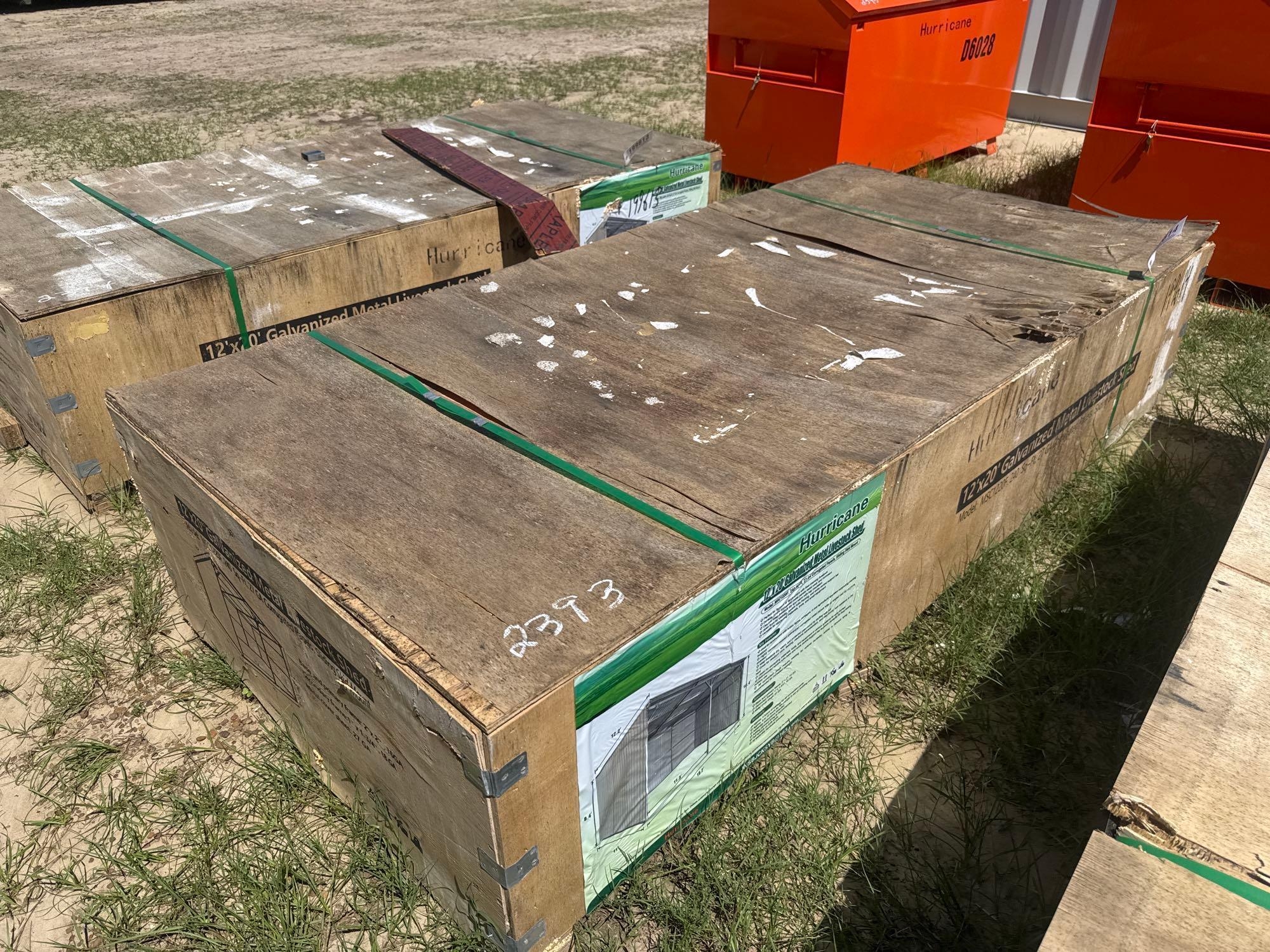 UNUSED HURRICANE GALVANIZED METAL LIVESTOCK SHED (A51248)