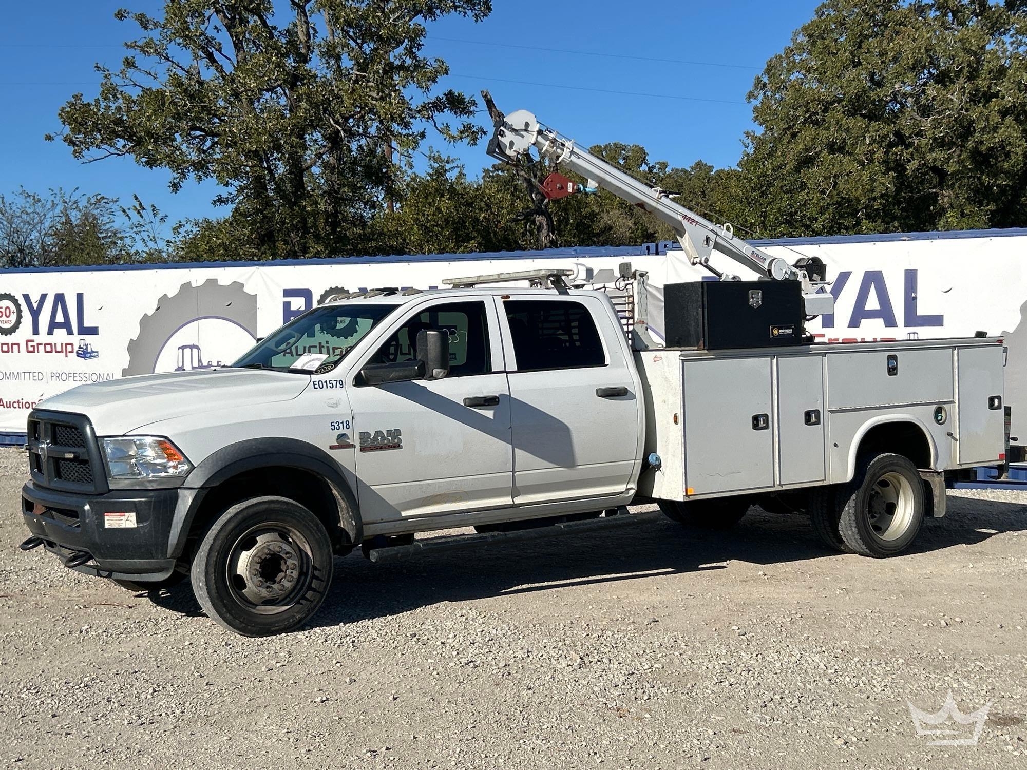 2016 Dodge Ram 5500 4x4 Crew Cab Stellar 4421 4,000lb 2 Ton Crane Service Truck (A55973)