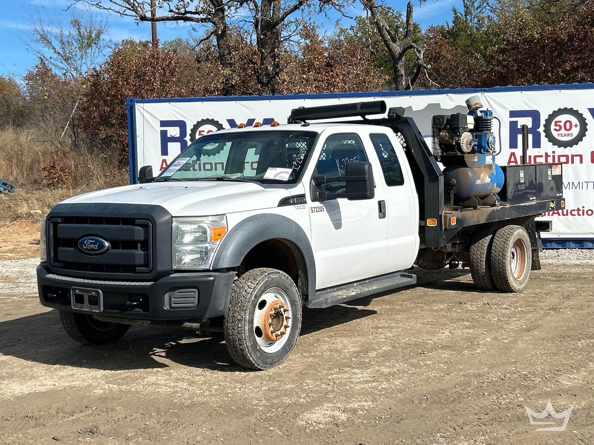 2012 Ford F-550 Ext. Cab Stellar EC3200 1.5 Ton Crane Utility Flatbed Truck (A55973)