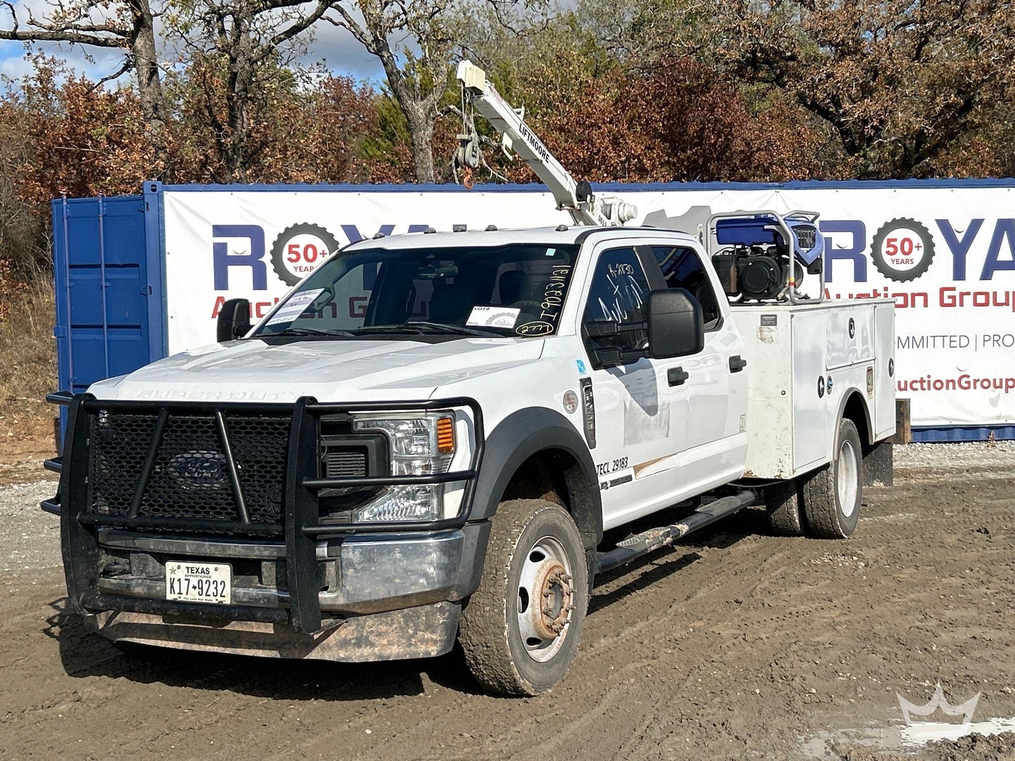 2021 Ford F-450 4x4 Crew Cab Liftmoore 3612 1.5 Ton Crane Service Truck (A55973)