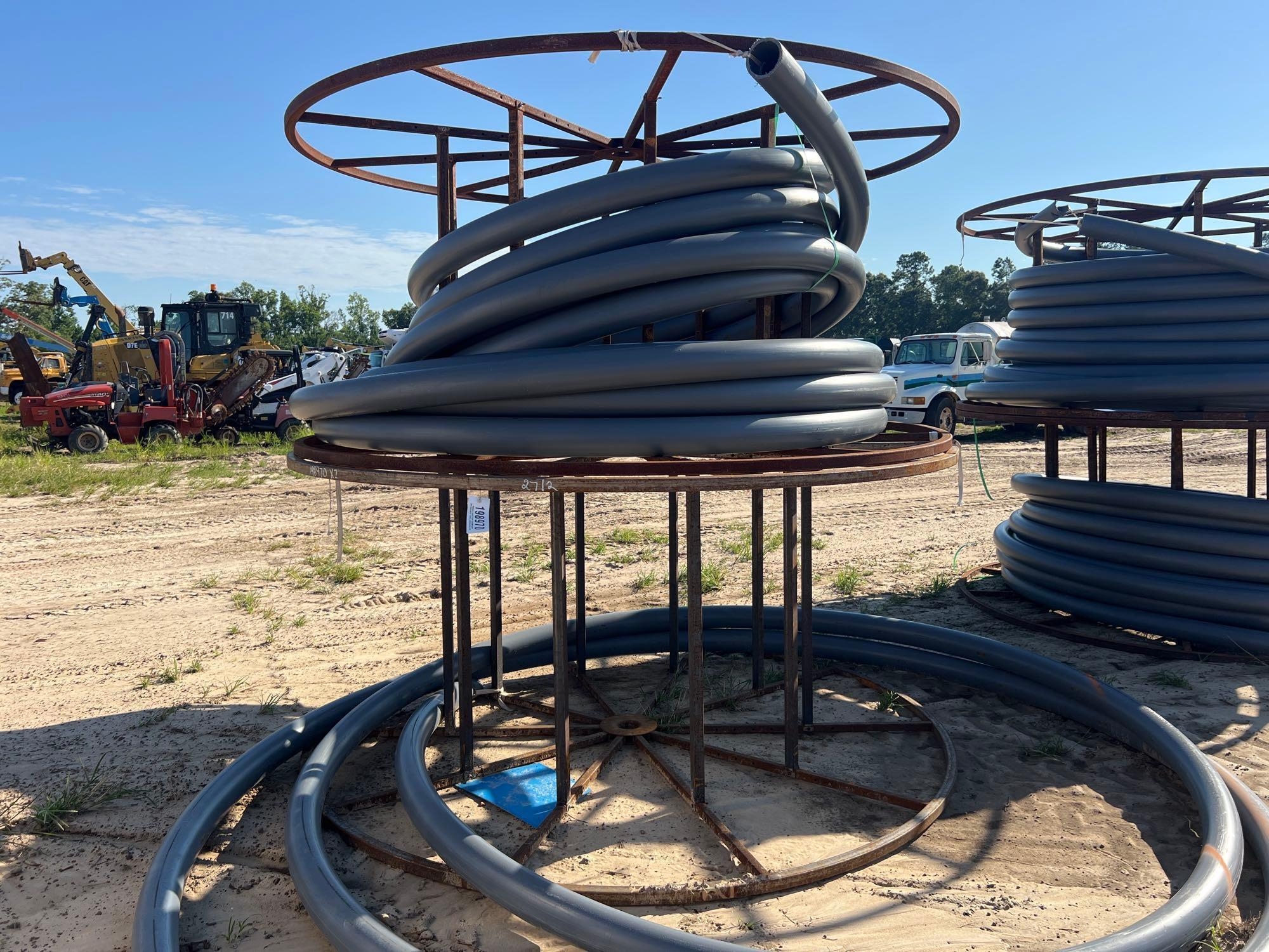 (2) METAL SPOOLS W/ SOME DURALINE 4" PVC PIPE (A51248)