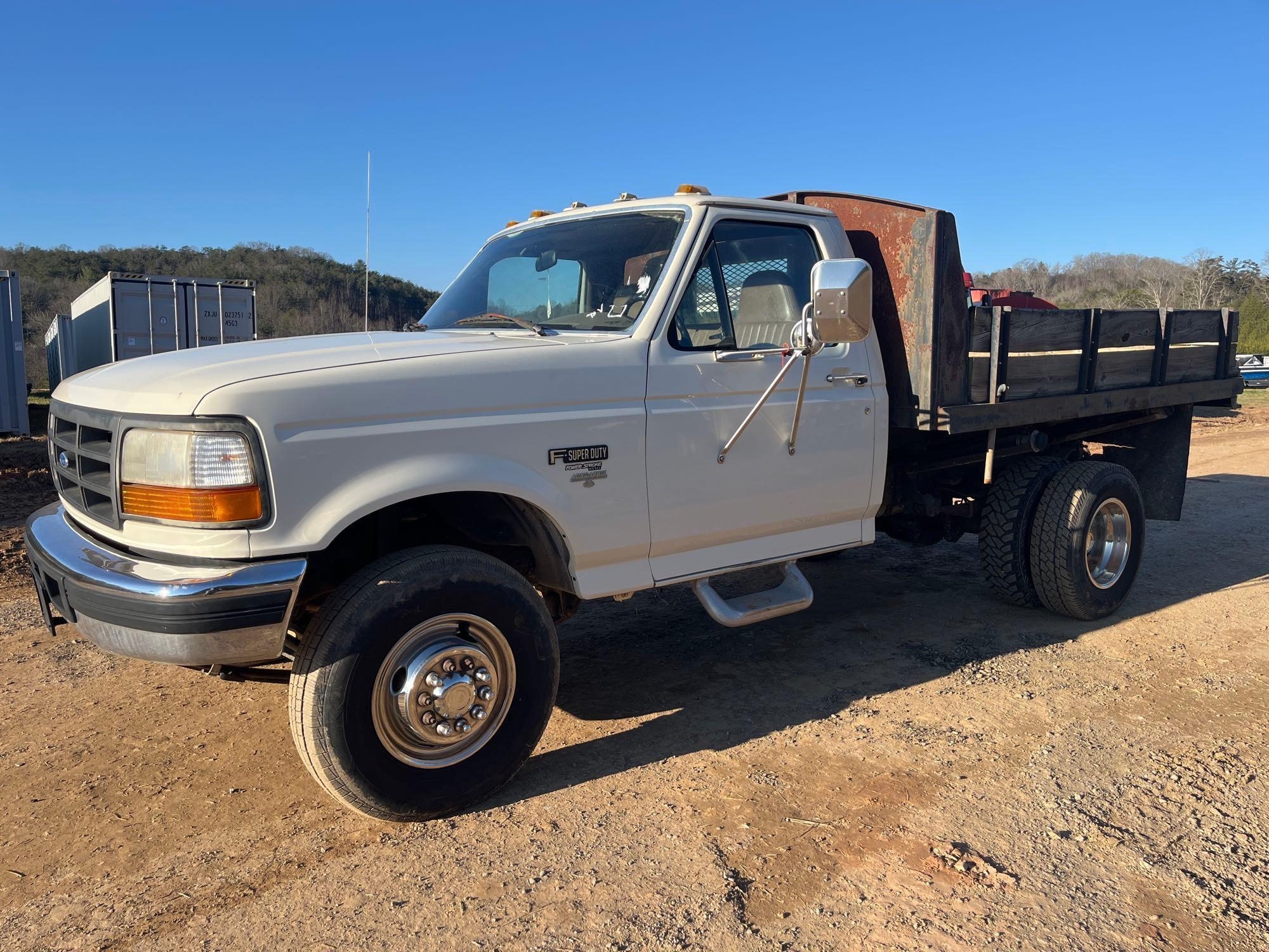 1997 Ford F-450 Flatbed Truck, VIN # 1FDLF47F6VEB26852 (A57453)