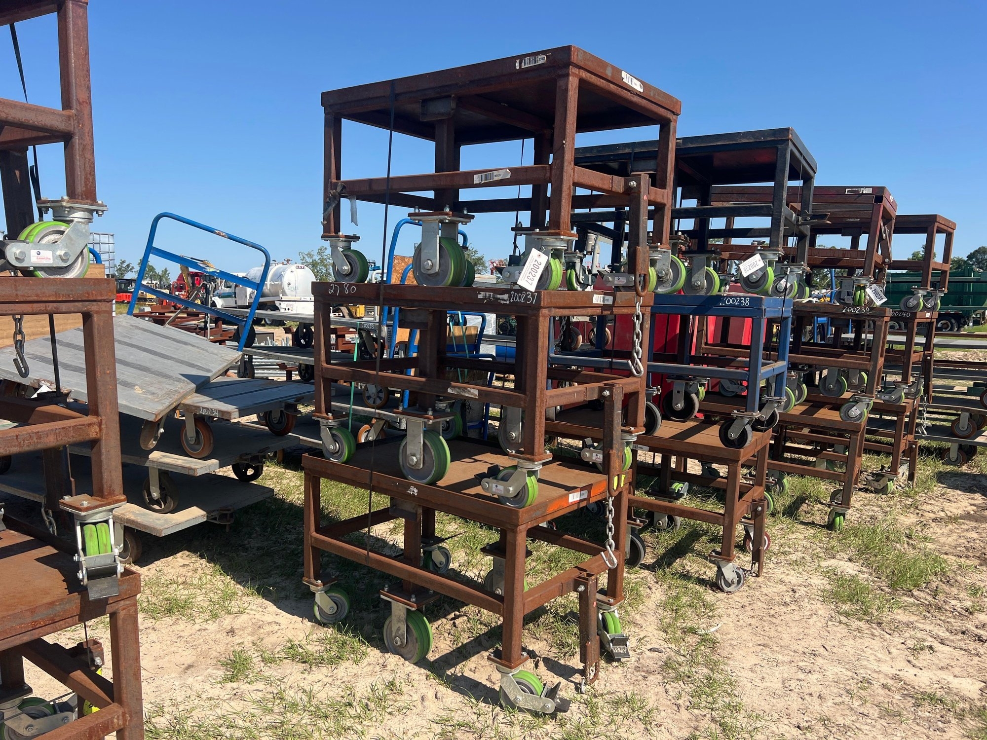 (3) STEEL CARTS W/ WHEELS (A51248)