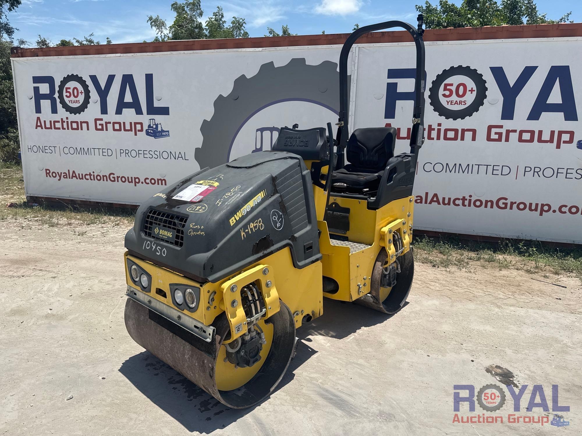 2017 Bomag BW90 AD-5 Vibratory Articulating Tandem Smooth Drum Roller (A50322)