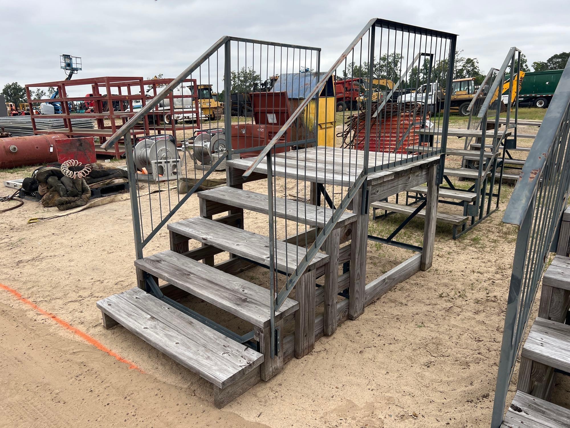 48" WIDE WOODEN STAIRCASE W/ METAL RAILING (A54757)