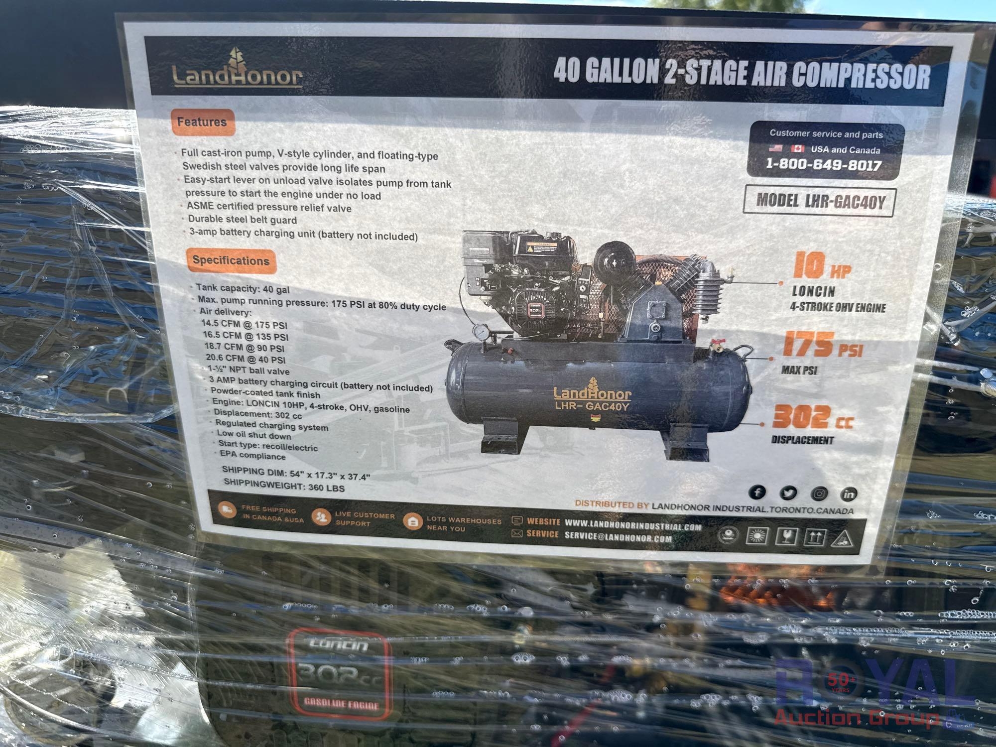 2025 LandHonor LHR-GAC40Y 40 Gallon 2-Stage Air Compressor (A52378)