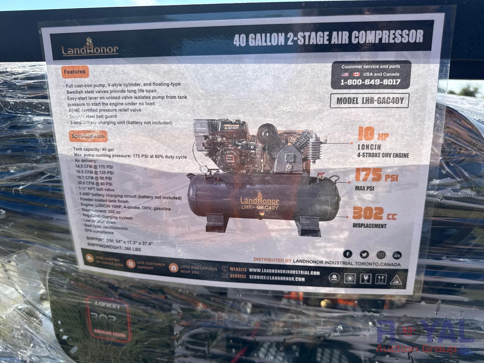 2025 LandHonor LHR-GAC40Y 40 Gallon 2-Stage Air Compressor (A52378)
