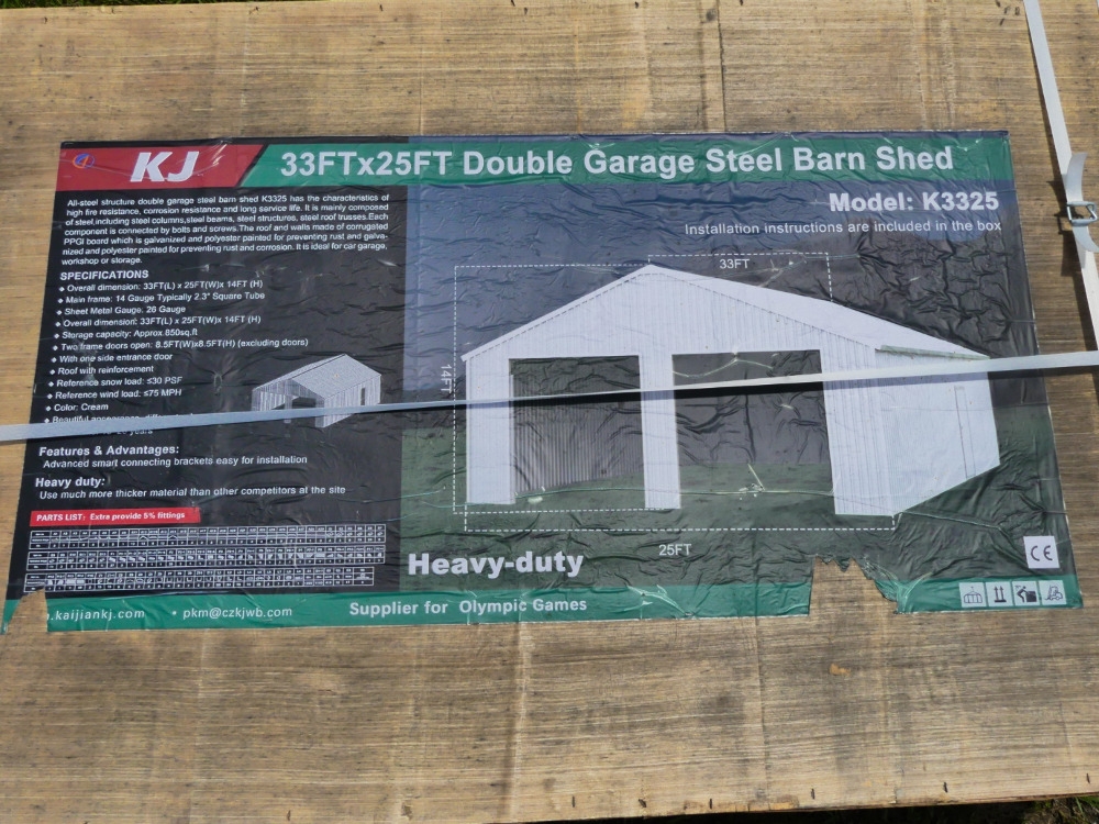 KJ 33'x25' Double Garage Steel Barn Shed (A50121)