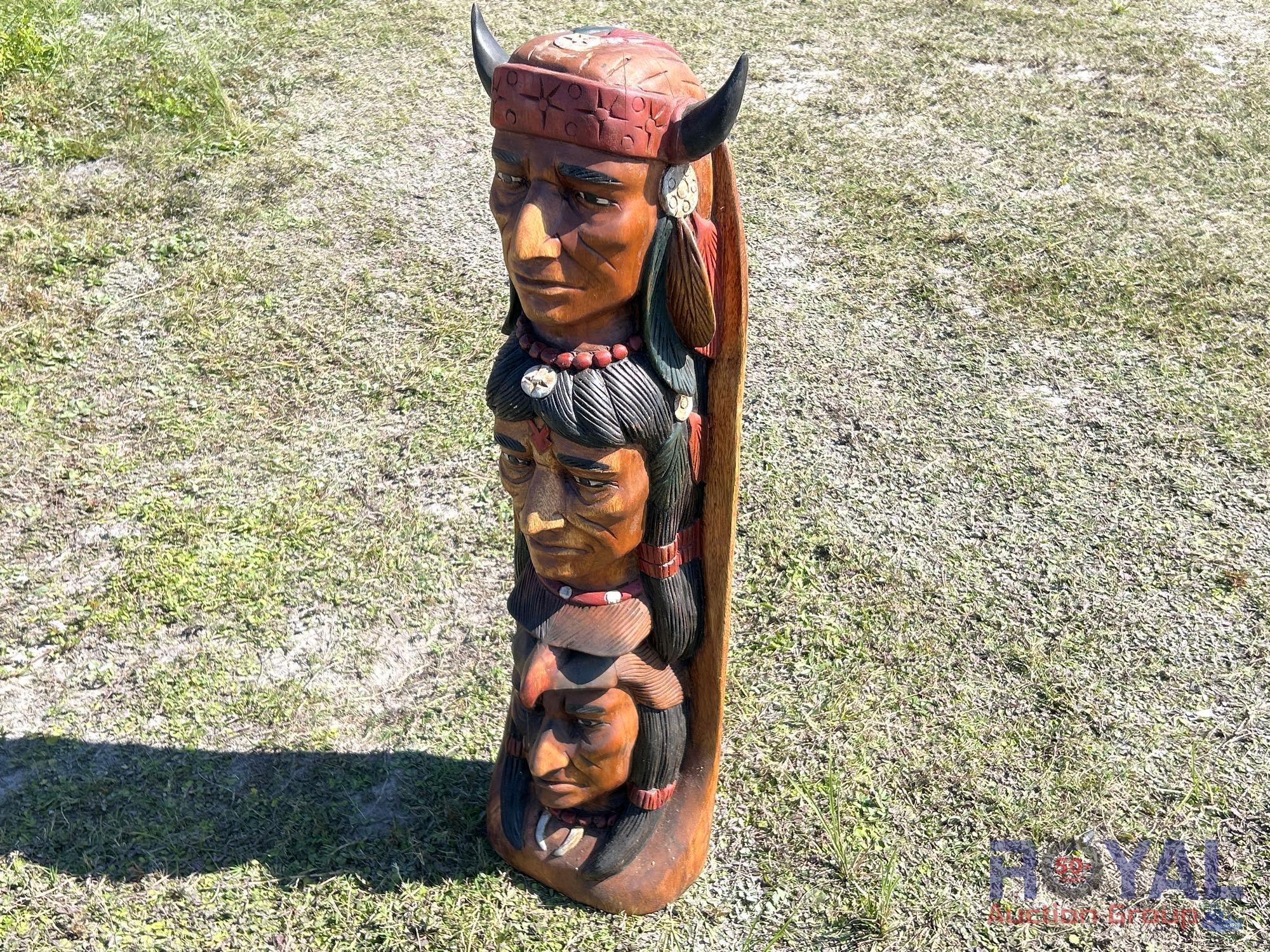 Native American Wooden Head Statue (A55853)