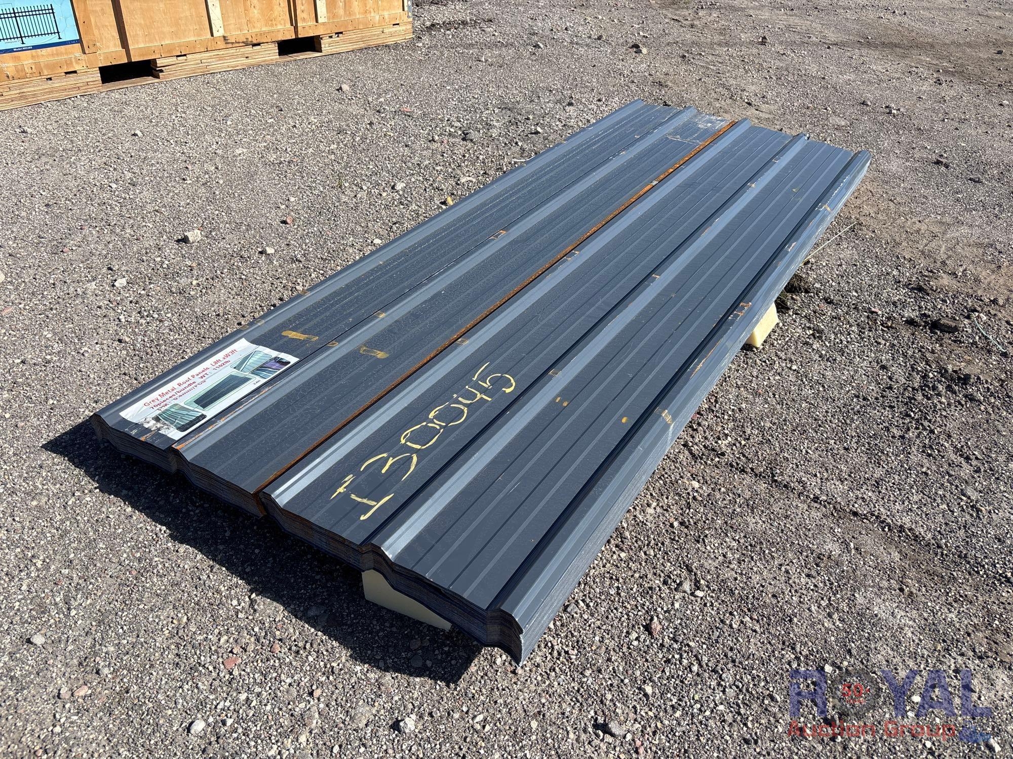 70pc 8ft.x 3ft. Grey Metal Roof Panels (A55758)