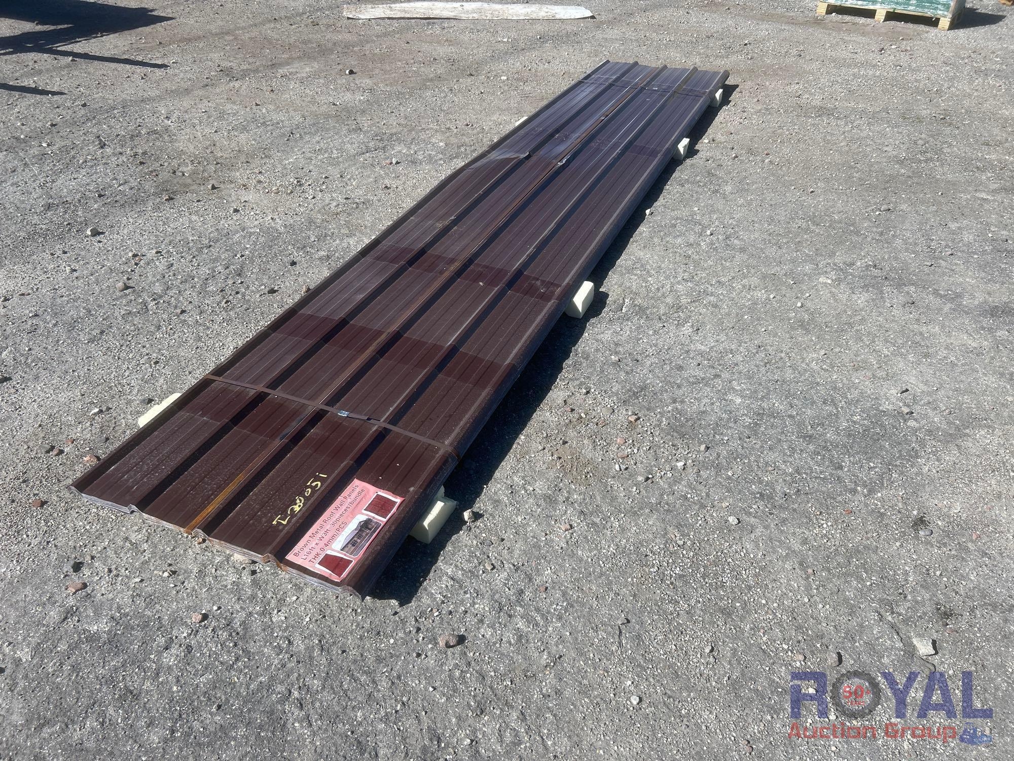 30pc. 16ft.x 3ft. Brown Metal Roof/ Wall Panels (A55758)