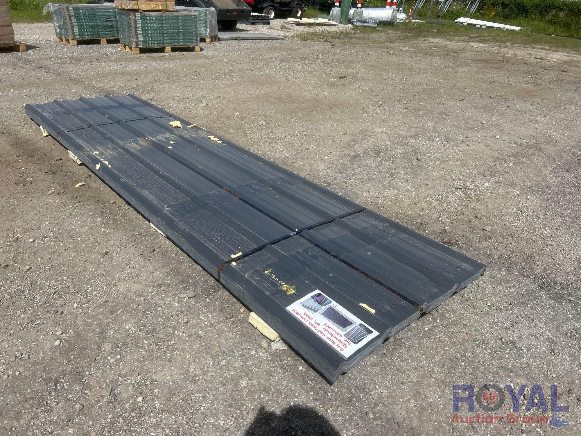 70pc 12ft.x 3ft. Grey Metal Roof Panels (A55758)