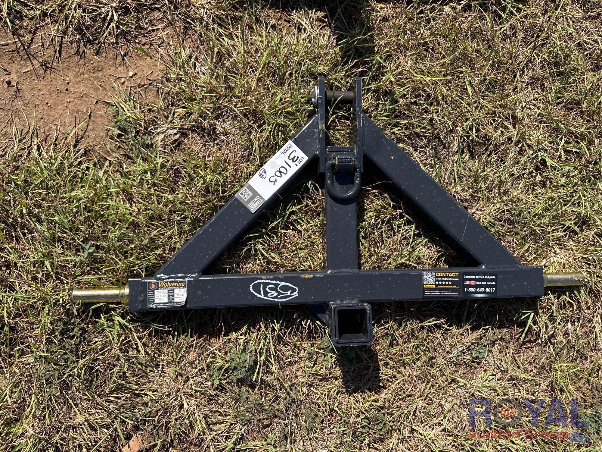 2025 Wolverine TQH-26-02C Class 2 3-Point Hitch with 2in Receiver Trailer Mover Attachment (A52378)