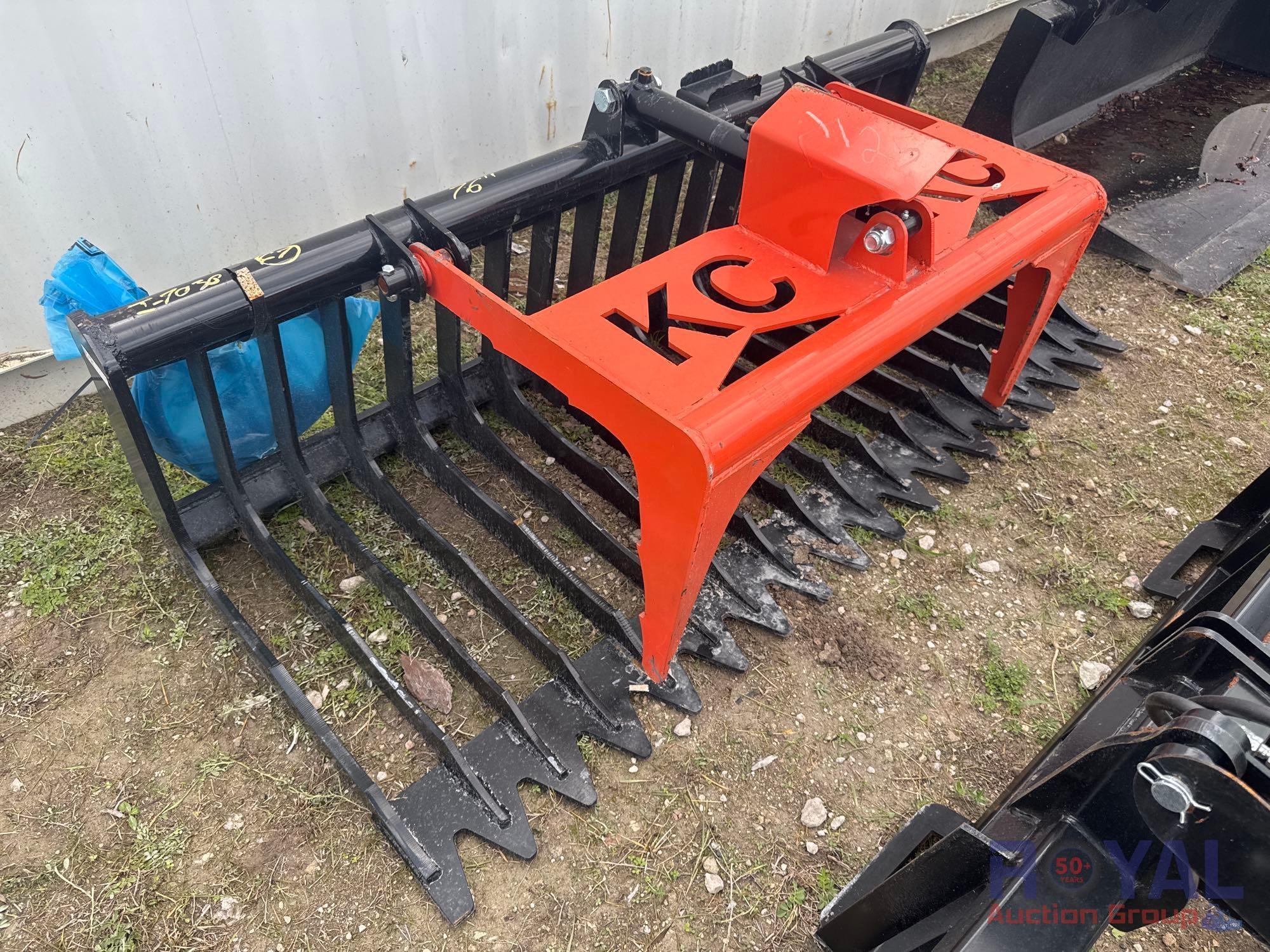 KC QT-SG-S76-V3 76in Skeleton Grapple Single Cylinder Skid Steer Attachment (A46683)