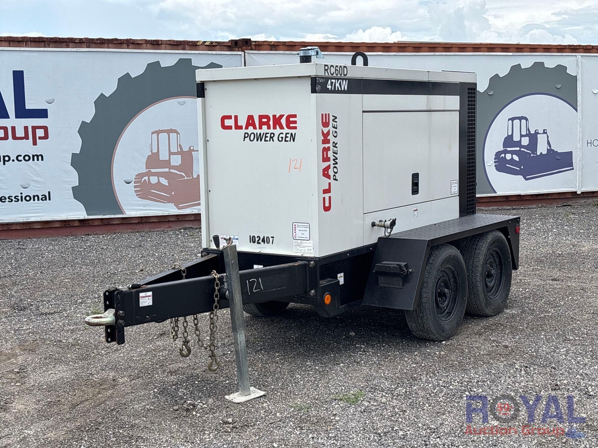 2015 Clarke Power Gen RC60D 47kW Towable Diesel Generator (A50322)