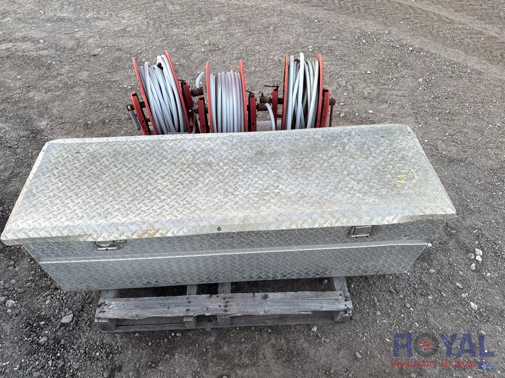 3 Hose Reels with Tool Box and Misc Hand Tools (A55787)