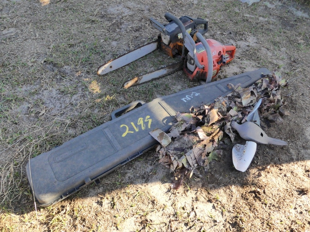 (2) Chainsaws, Electric Heater, Gun Case & Ground Blind (A56469)