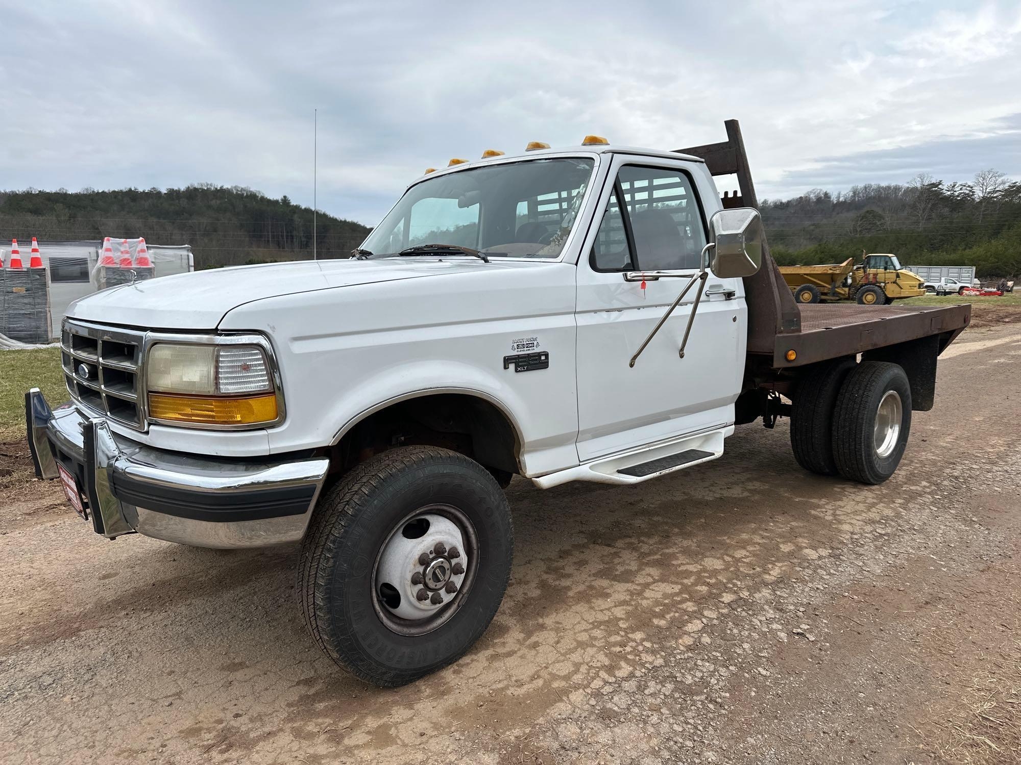 1996 Ford F-350 Flatbed Truck, VIN # 2FDKF38G8TLA64077 (A57453)