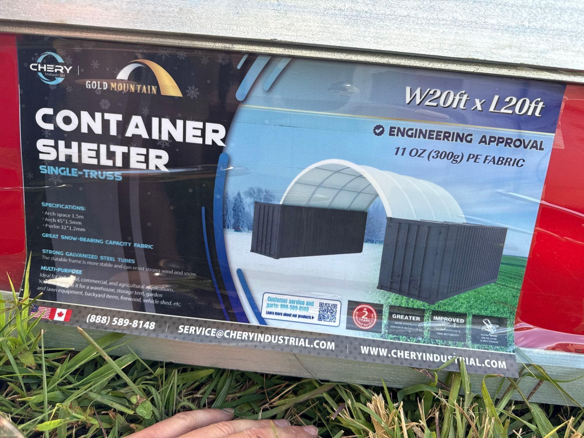 New/Unused Gold Mountain Container Shelter 20ft x 20ft (A51573)