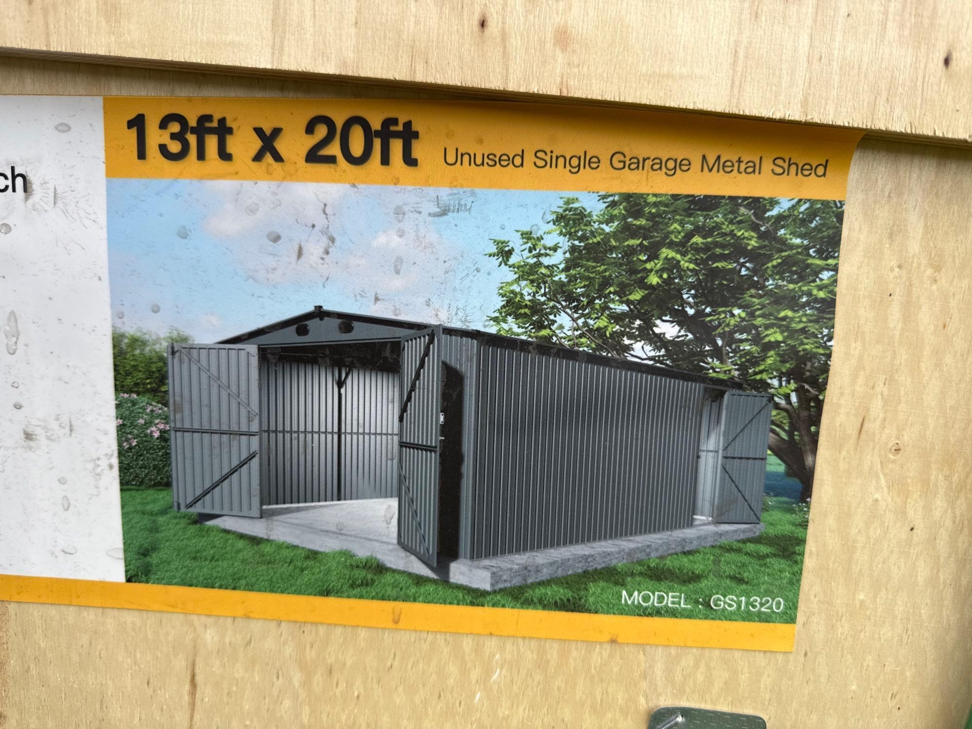 New/Unused 13ft x 20ft Single Garage Metal Shed (A51573)