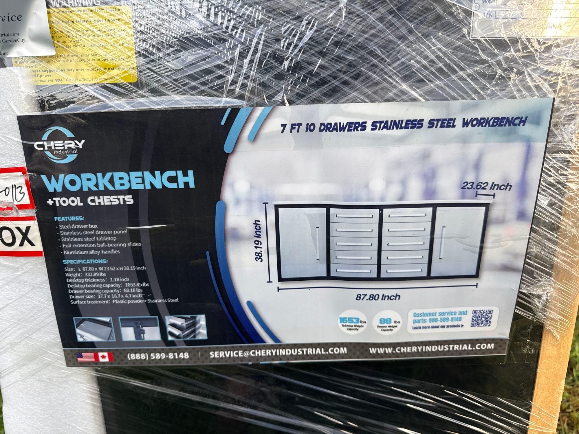 New/Unused 7ft Stainless Steel Work Bench with 10 Drawers (A51573)