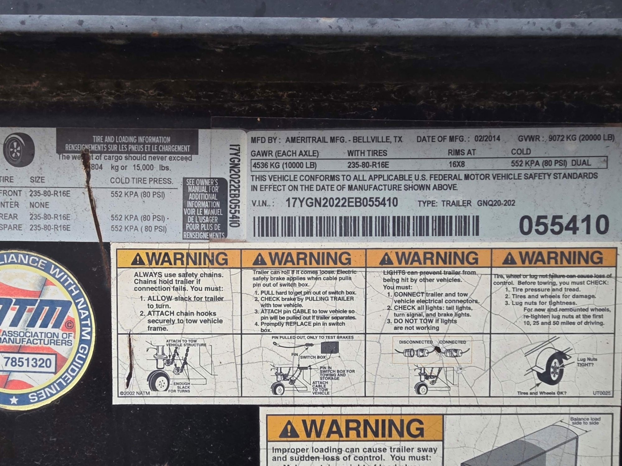 2014 AMERITRAIL TUGGER TRAILER (A58216)