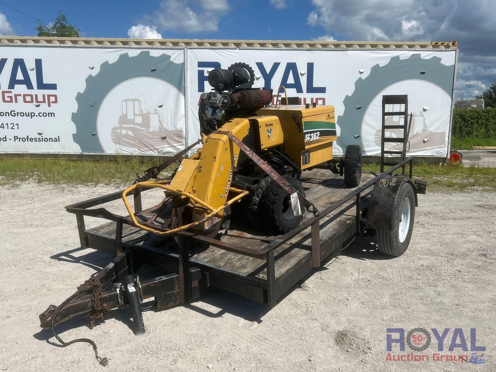 2015 Vermeer SC362 Stump Grinder with 2018 S/A Flatbed Trailer (A55787)