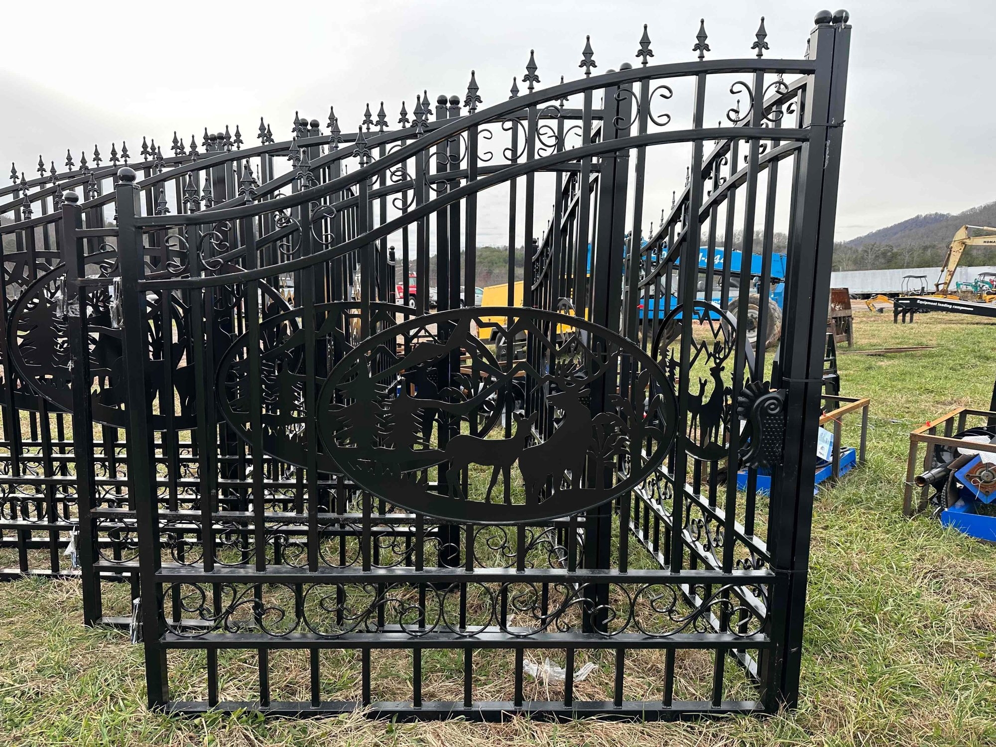 New/Unused 14ft Bi-Parting Iron Gate (Elk Design) (A57453)