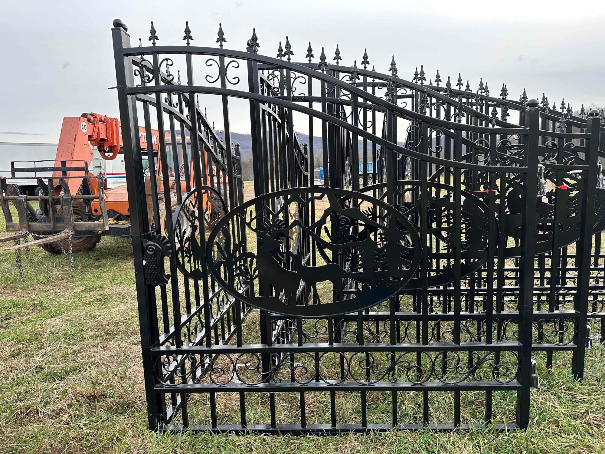 New/Unused 14ft Bi-Parting Iron Gate (Elk Design) (A57453)