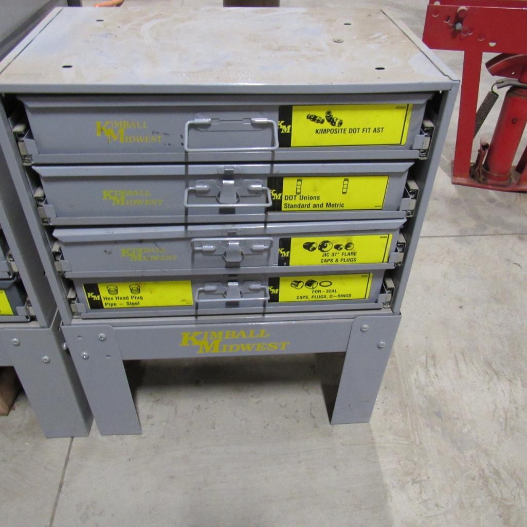 LOT: Kimball Midwest 4-Drawer Hardware Cabinet w/Contents & Stand (A59076)
